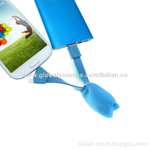 2-in-1 cow-head design micro USB data cable for iPhone